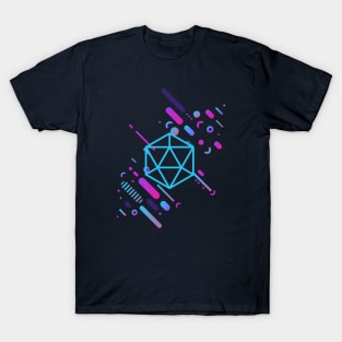 Cyberpunk Neon D20 Dice Tabletop RPG T-Shirt